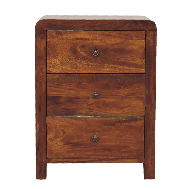 Artisan Furniture Mango Solid Wood Naya Nightstand ,Brown,3 Drawers