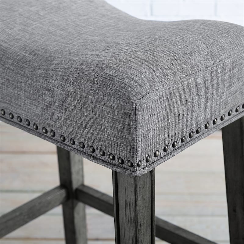 Upholstered Backless Saddle Seat Bar Stools 29" Height,Set of 2