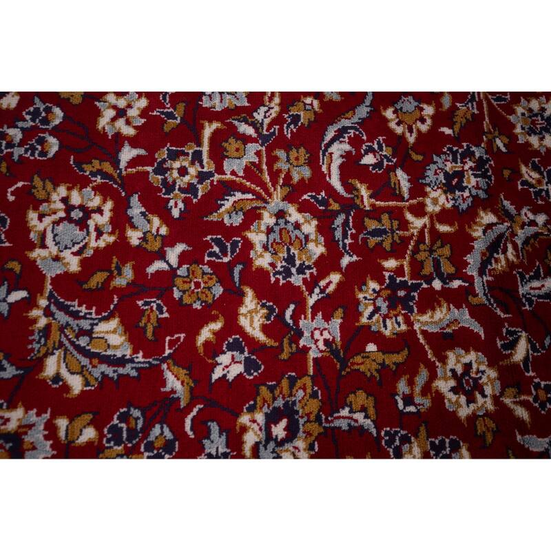 Traditional Red Kashan Turkish Rug Living Room Machine Made Carpet - 9'7" x 12'10"
