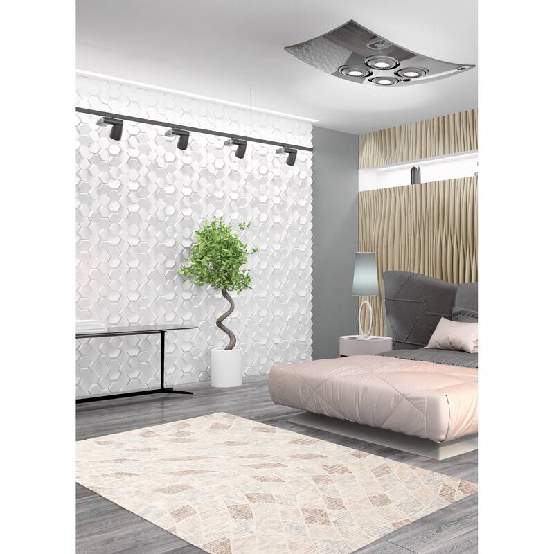 ECARPETGALLERY Hand Tufted Timeless Cream Wool Rug - 5'1 x 8'0