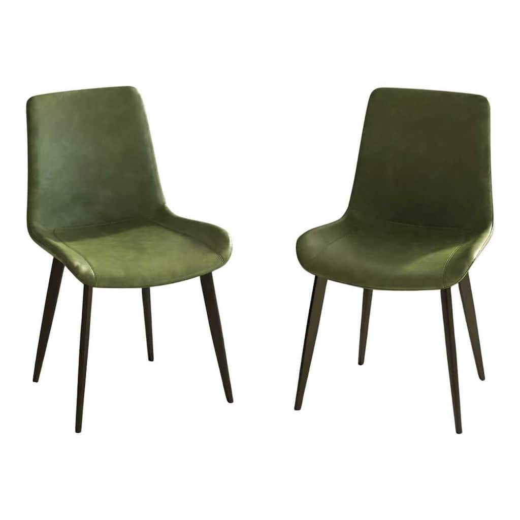 Dining Chairs 2PCS, Modern Kitchen & Dining Room Chairs, Upholstered Faux Leather Cushion Seat and Sturdy Metal Legs