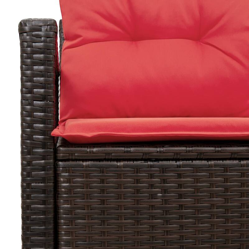 vidaXL 2-Seater Garden Sofa with Cushions Black/Brown/Grey Poly Rattan - 24.4 x 47.2 x 27.2