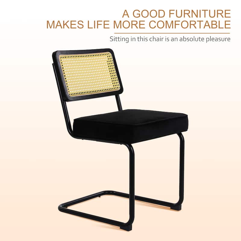 Kata Velvet Rattan Dining Chairs(Set of 2)