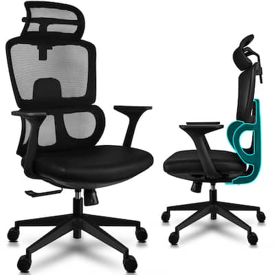 Ergonomic Office Chair with Lumbar Computer Adjustable Headrest Executive Desk Armchair Tall High Back Mesh