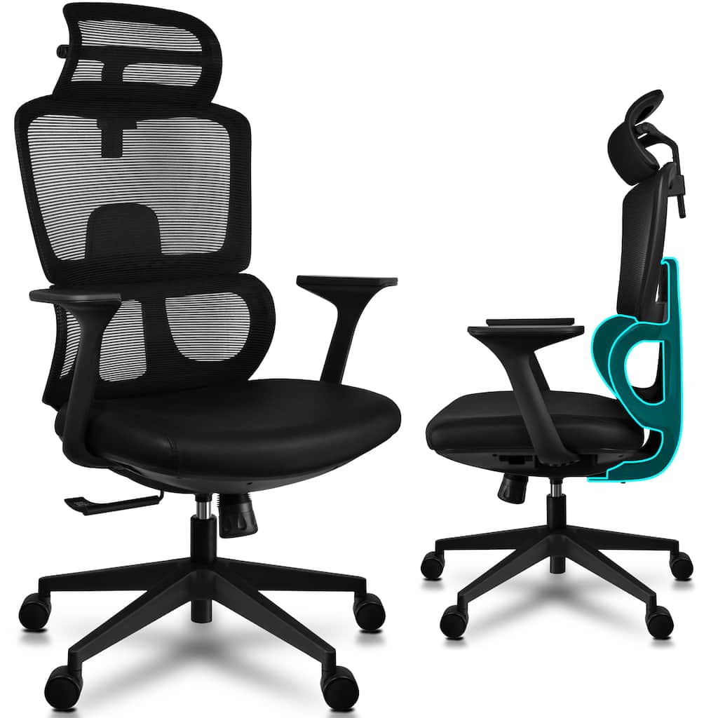 Ergonomic Office Chair with Lumbar Computer Adjustable Headrest Executive Desk Armchair Tall High Back Mesh