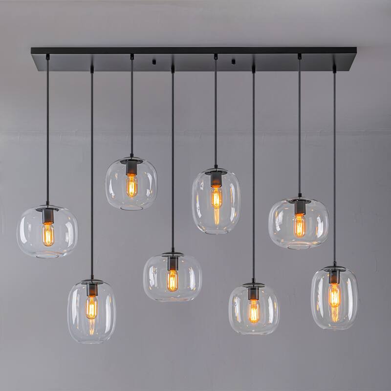 8-Light Linear Chandelier Modern Kitchen Island Light