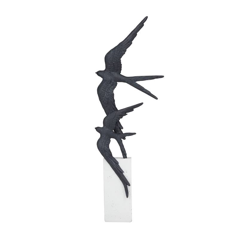 Whimsical Polystone Bird Sculpture - Gold or Black