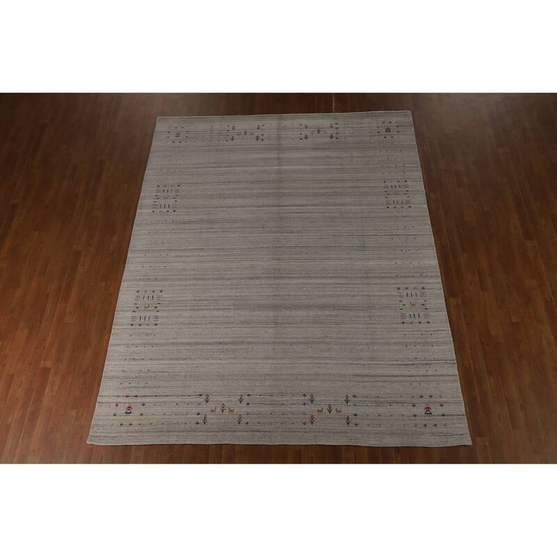 Hand Knotted Oriental 100% Wool Carpet Tribal Tribal Greys & Charcoal Gabbeh Area Rug - 10' 1'' X 8' 0''