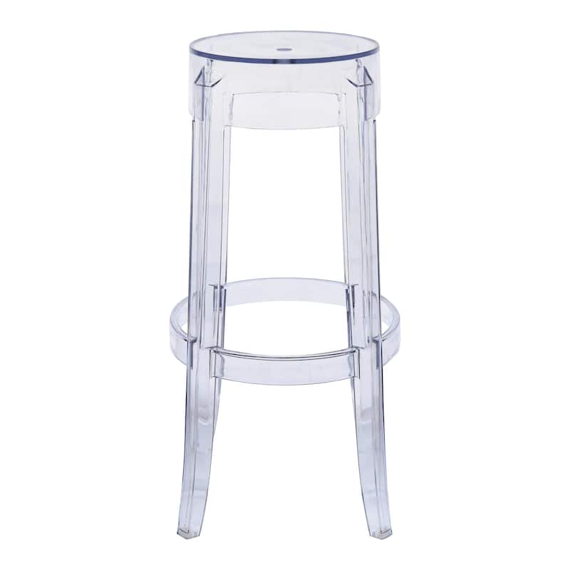 LeisureMod 30 in. High Backless Acrylic Counter Stool with Round Seat and Foot Rest - 30"