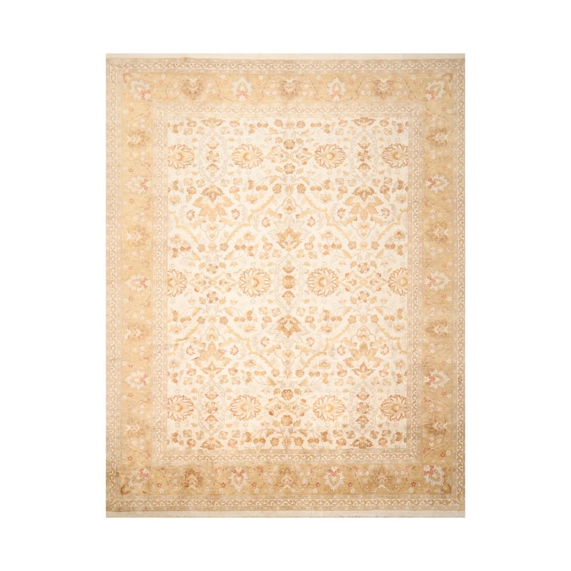 Beige Traditional 100% Wool Rug with 300 KPSI Pak Persian Area Rug - 8' 10'' x 12' 5''