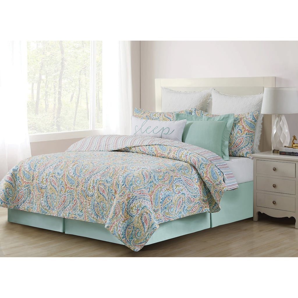 Maisie Paisley Cotton Quilt Set - Reversible and Machine Washable