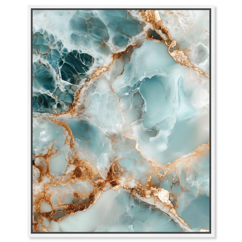 Teal Marble Majesty Canvas by Art Remedy - White - 30" x 36"