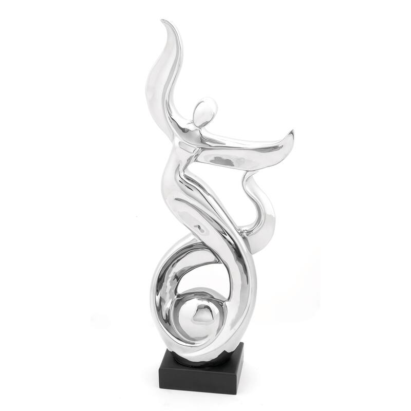 Ceramic People Dancing Decorative Sculpture - Silver - Roche River Decor - Silver
