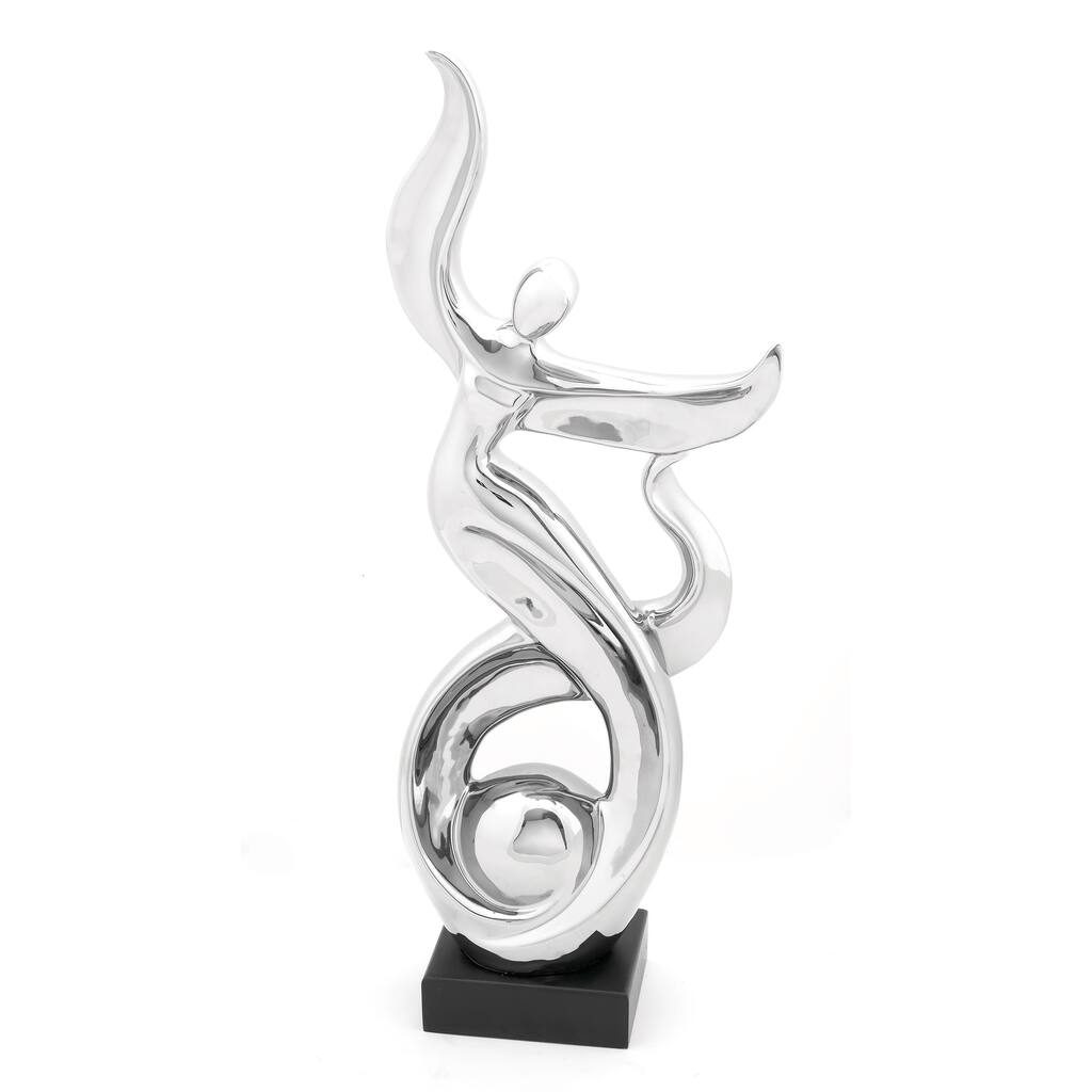 Ceramic People Dancing Sculpture - Silver - Roche River Decor