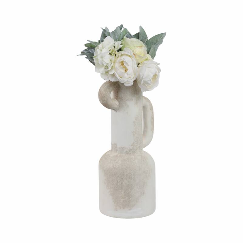 Terracotta Decorative Flower Vase Rustic Matte Finish - 19" White