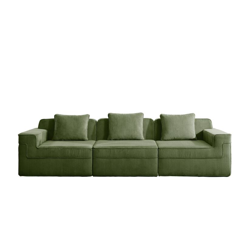GDFStudio - Modular 3-Seater 117.3" Corduroy Boneless Cloud Sofa