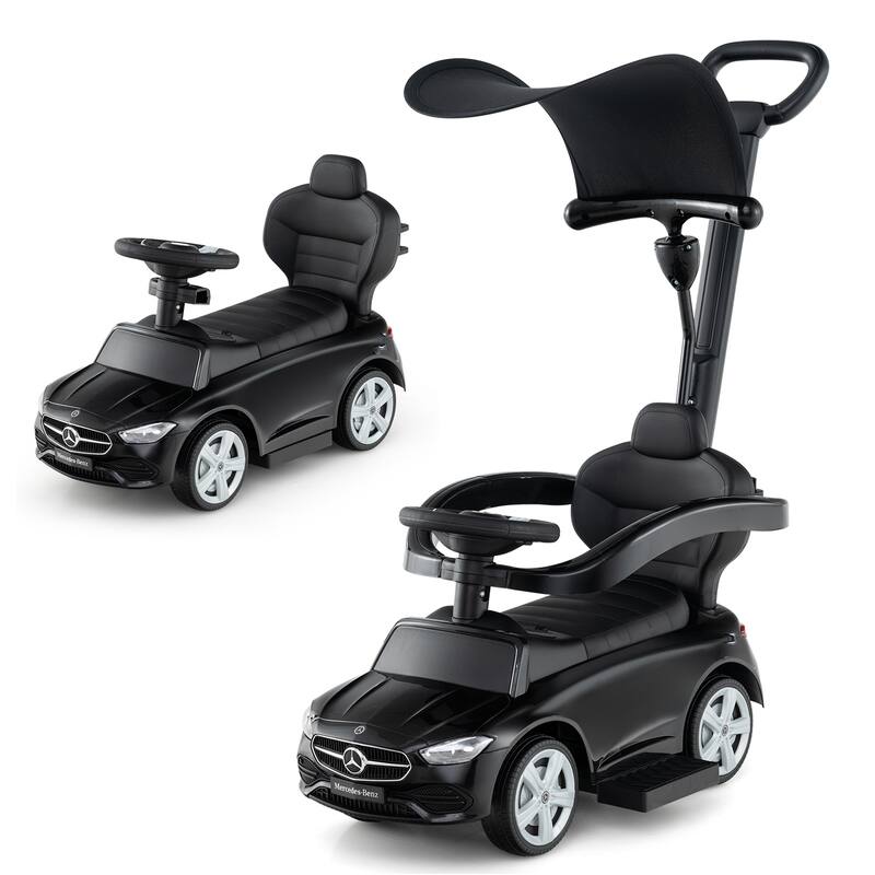 Costway Kids Ride on Push Car Mercedes-Benz Licensed 3-in-1 Sliding - Black