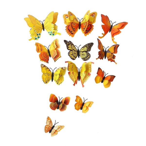 3D Butterfly Wall Sticker Decal with Double Wing with Sticker Yellow
