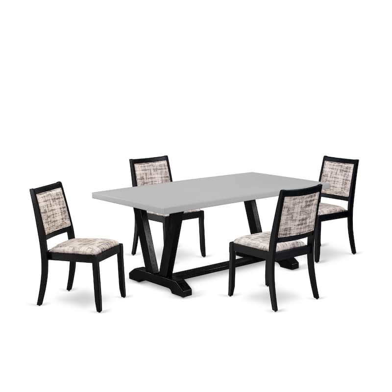 East West Furniture kitchen table set - a dinner table & Stackable dining chairs - Wire-brushed Black (Pieces & Seat Options) - V697X2630-5
