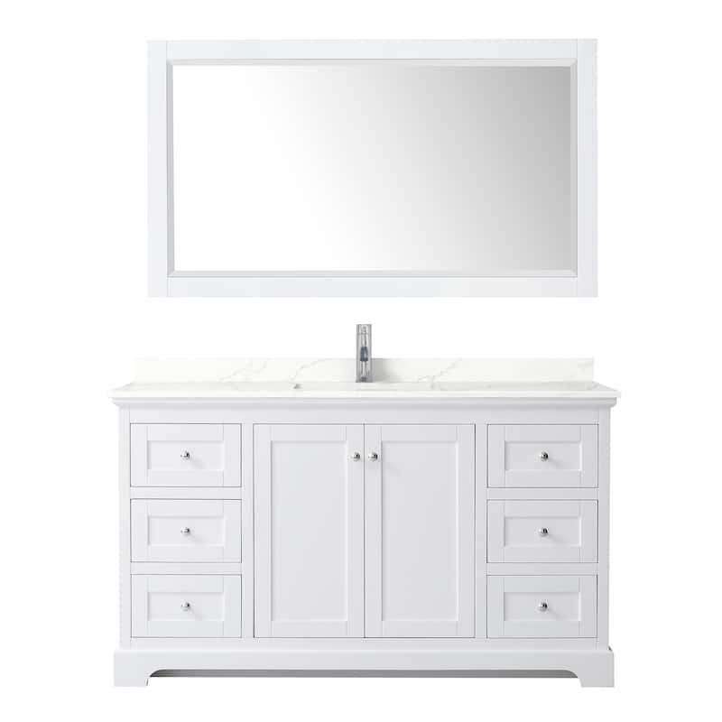 Avery 60-inch Single Vanity, Quartz Top, 58-inch Mirror