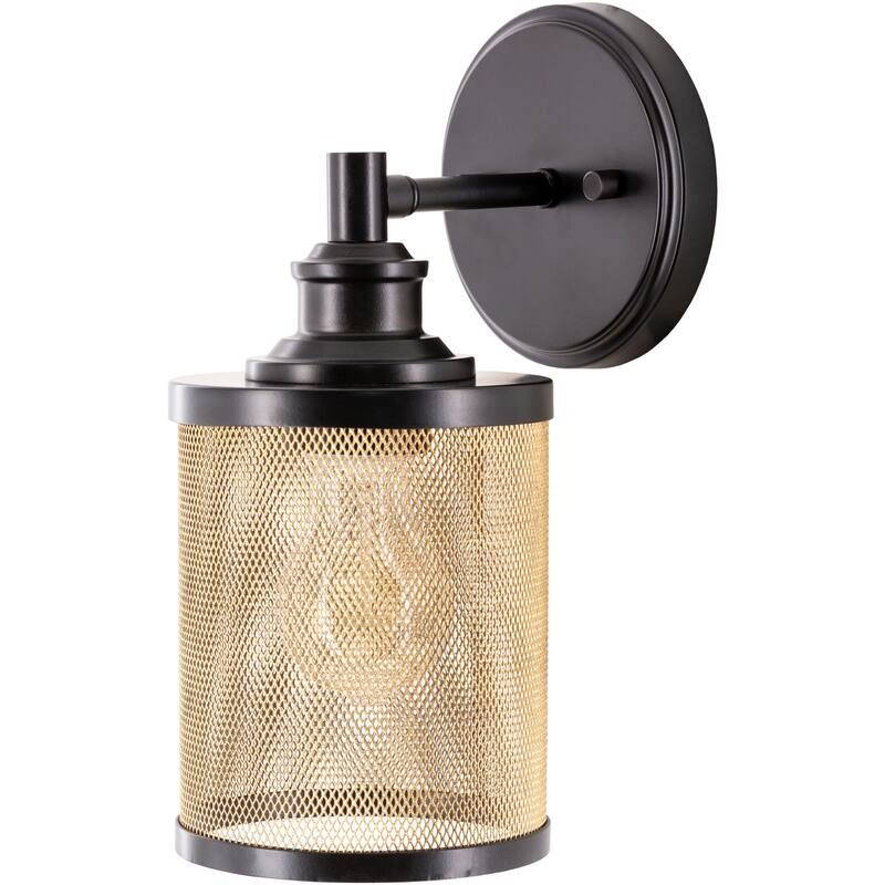 Artistic Weavers Pearson Farmhouse Gold Metal Mesh Wall Sconce - 11"H x 5"W x 6.5"D