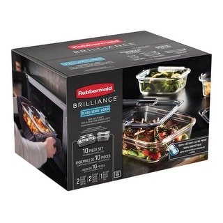 Rubbermaid Brilliance Glass Food Storage Containers, 10-Piece Set