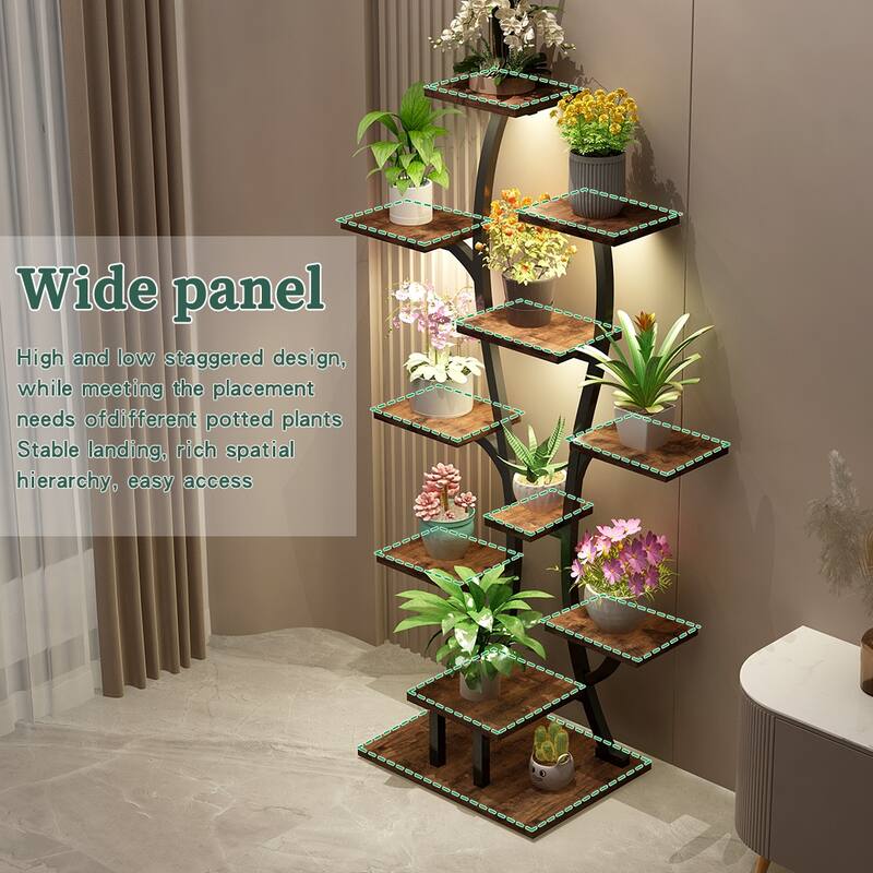 Plant Stand with Grow Lights, Indoor Plant Shelf, Metal Plant Flower Holder Stand, Vase Shape Plant Rack for Home, Patio