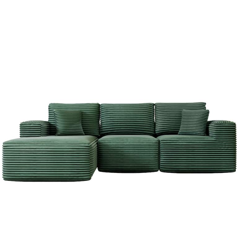 104" Modular Sectional Sofa with L-Shape Chaise Modern Upholstered Cloud Couches with Throw Pillows - 104 in.W x 23.6 in.H