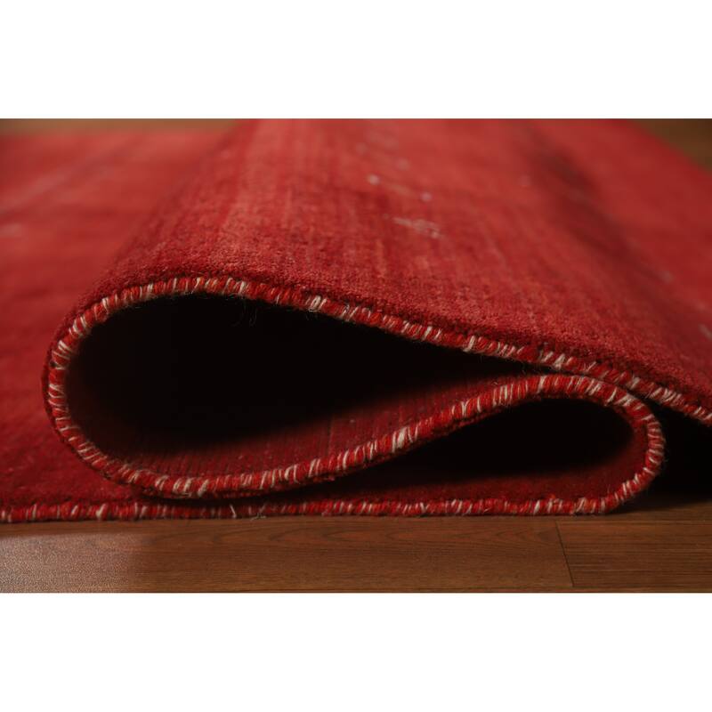 Hand Knotted Oriental 100% Wool Carpet Tribal Tribal Red Gabbeh Area Rug - 9' 9'' X 6' 8''