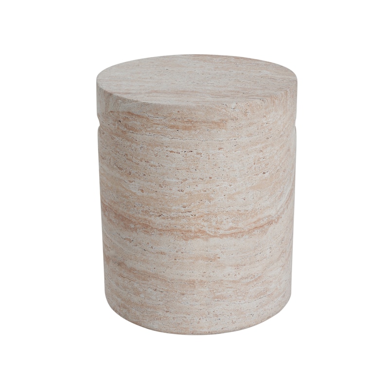 Roomfitters Outdoor Indoor Lightweight Side Table with Built-In Side Handles, Modern Cylinder Accent End Table