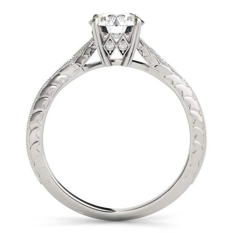 Auriya 14k Gold 1ct Vintage Moissanite and Diamond Engagement Ring 1/10ct TW