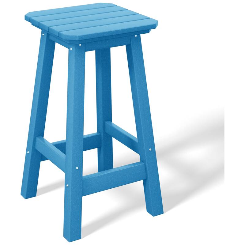 Laguna Hdpe All Weather Outdoor Patio 24" Square Counter Stool - Pacific Blue