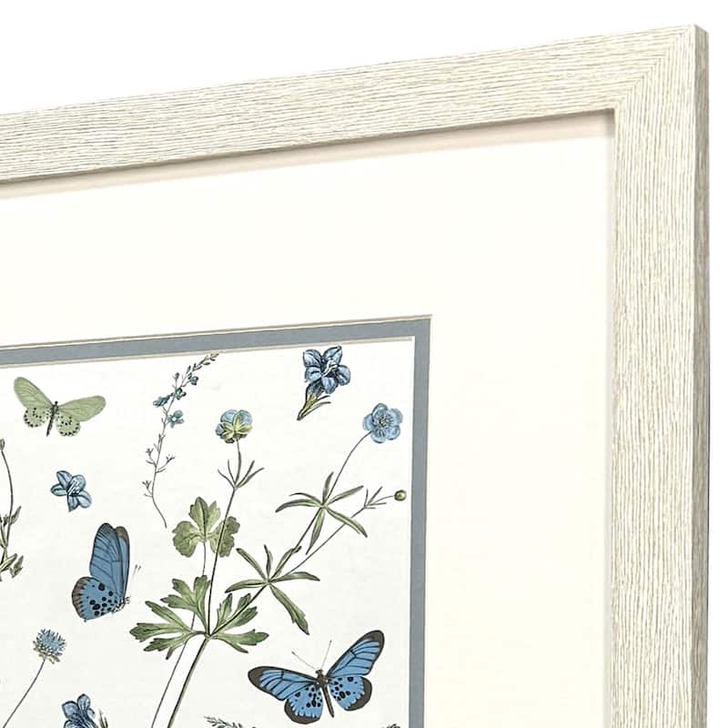 HomeRoots Set Of Two Botanical Page Distressed White Framed Wall Art