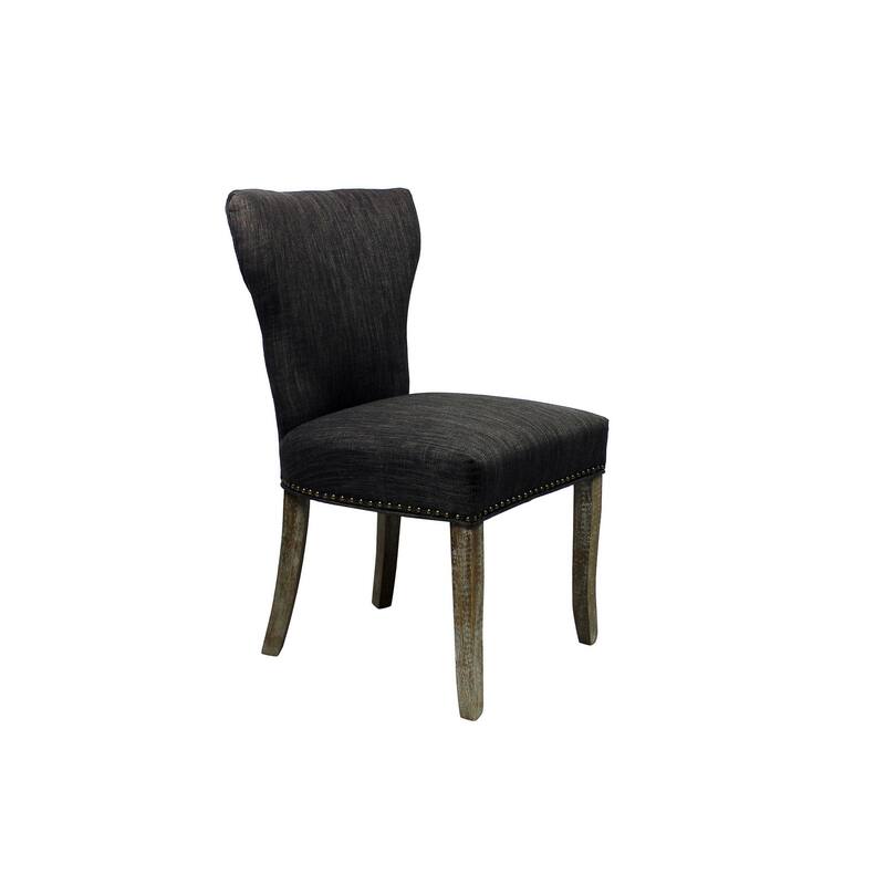 HomeRoots Set of Two Dark Gray And Brown Upholstered Fabric Dining Parsons Chairs - 22.00 in. x 37.00 in. x 26.00 in.