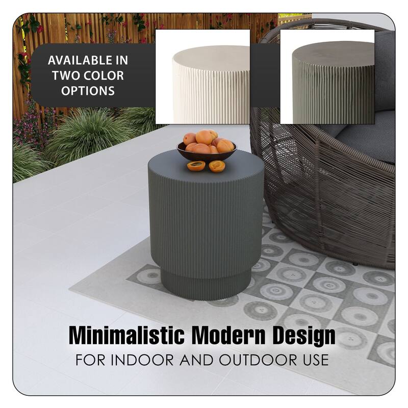 Eden 14-Inch Wide Round Side Table in Fiberstone Accent End Table for Indoor and Outdoor