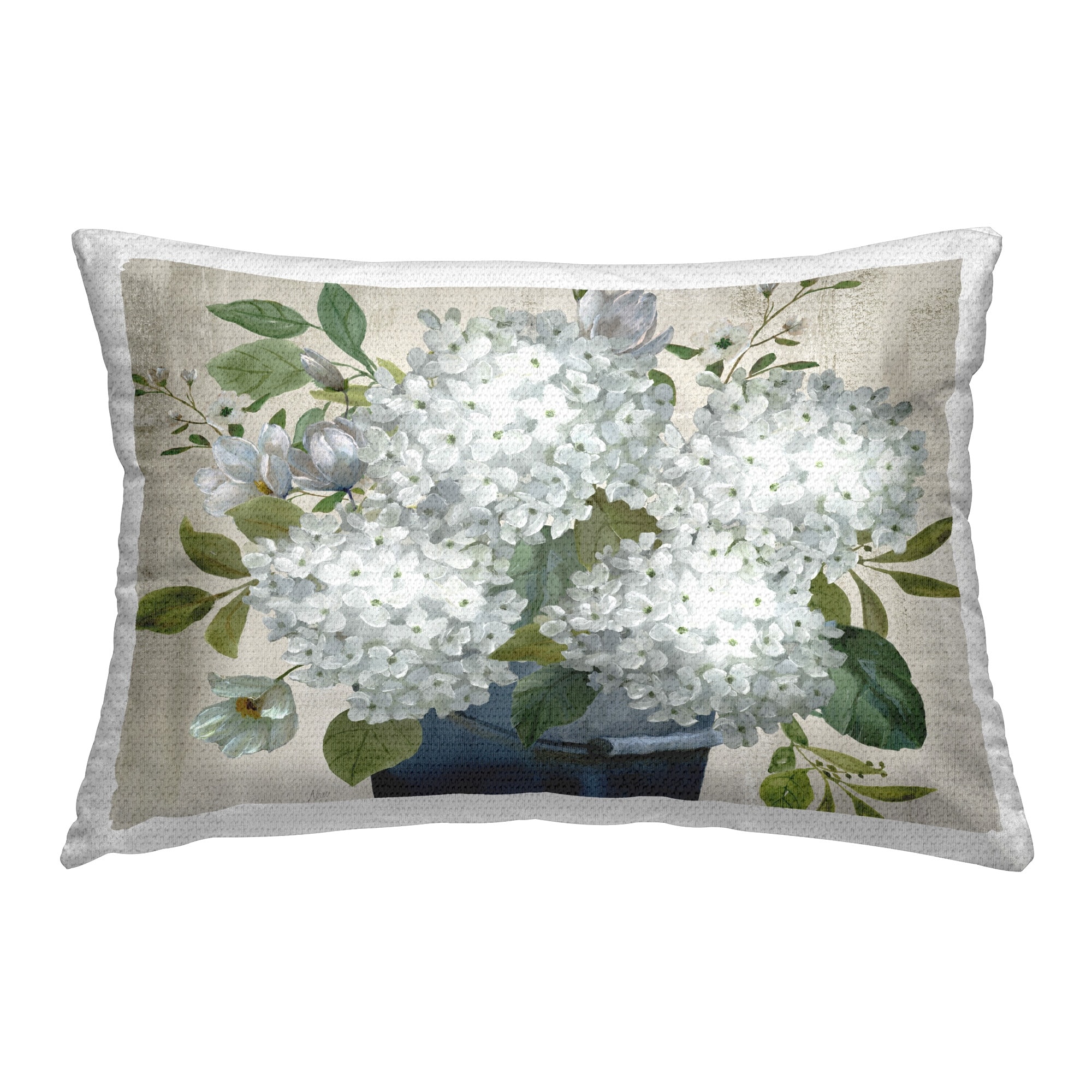 Stupell Country Hydrangea Vase Printed Outdoor Throw Pillow Design by Nan