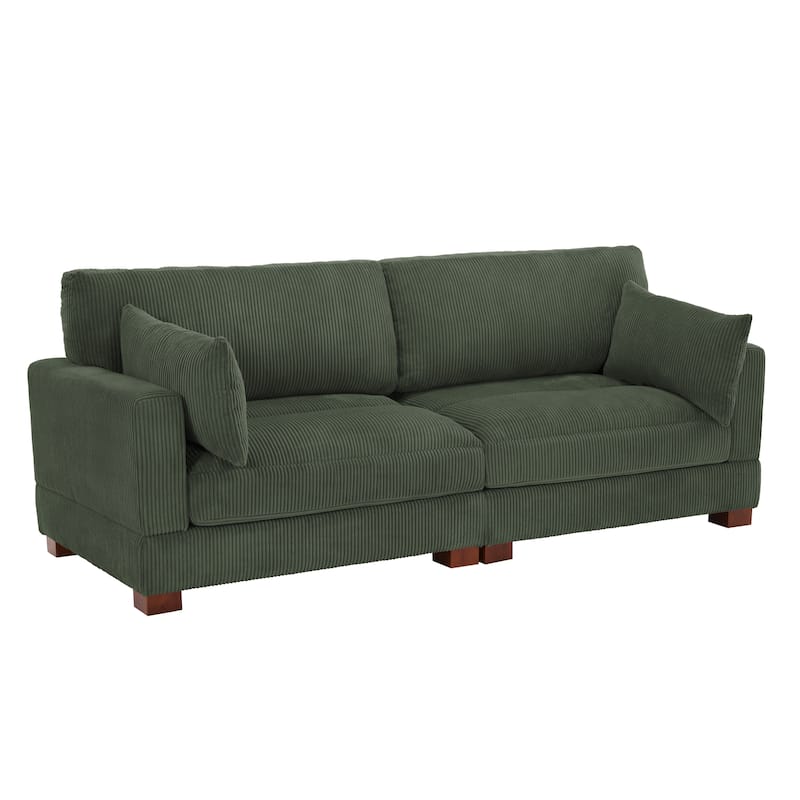 Modern Corduroy Modular Couch Sectional Sofa With Pillows