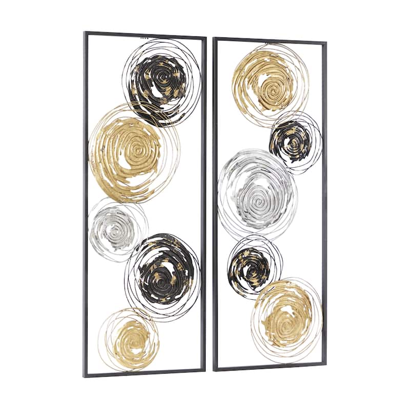 Metal Abstract Home Wall Decor - Set of 2 Black - Roche River Decor