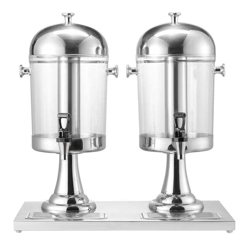 2.1 Gallon Stainless Steel Beverage Dispenser with No Drip Spigot and Ice Chamber for Events or Hotels