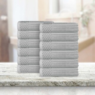 Superior Soho Ribbed Cotton Face Towel/Washcloth Set of 12