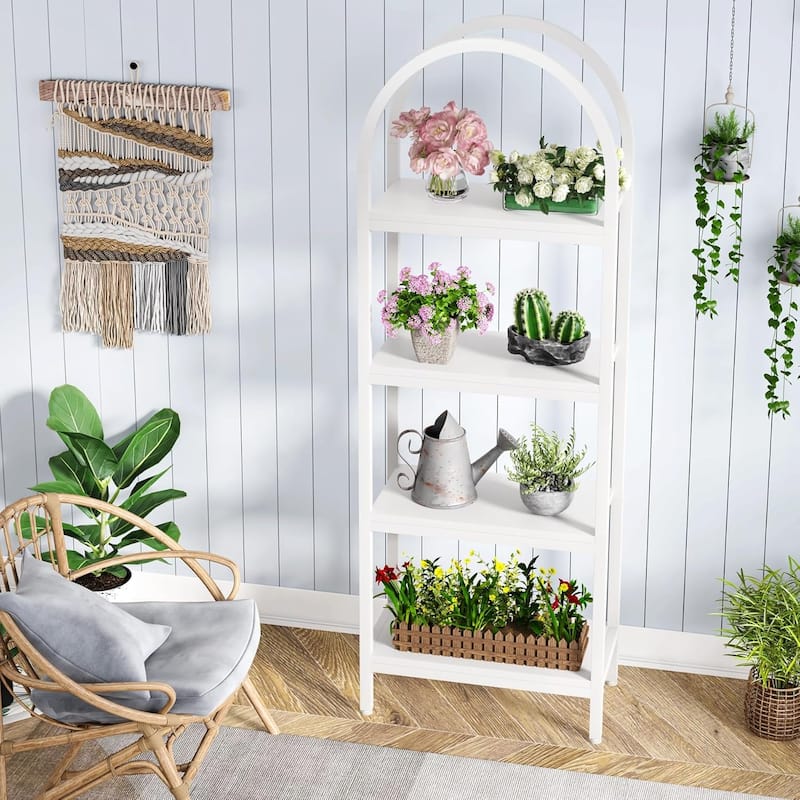 4-Tier Industrial Bookshelf, 70.8" Etagere Bookcase Free Standing Ladder Shelf for Living Room, Home Office