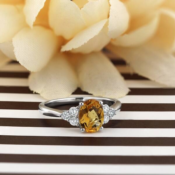 Gorgeous 4Ct Oval Citrine Halo Ring Women Anniversary Jewelry 14K Gold Plated