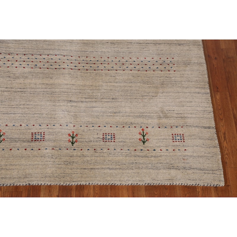 Hand Knotted Oriental 100% Wool Carpet Tribal Tribal Beige & Ivories Gabbeh Area Rug - 7' 9'' X 5' 0''