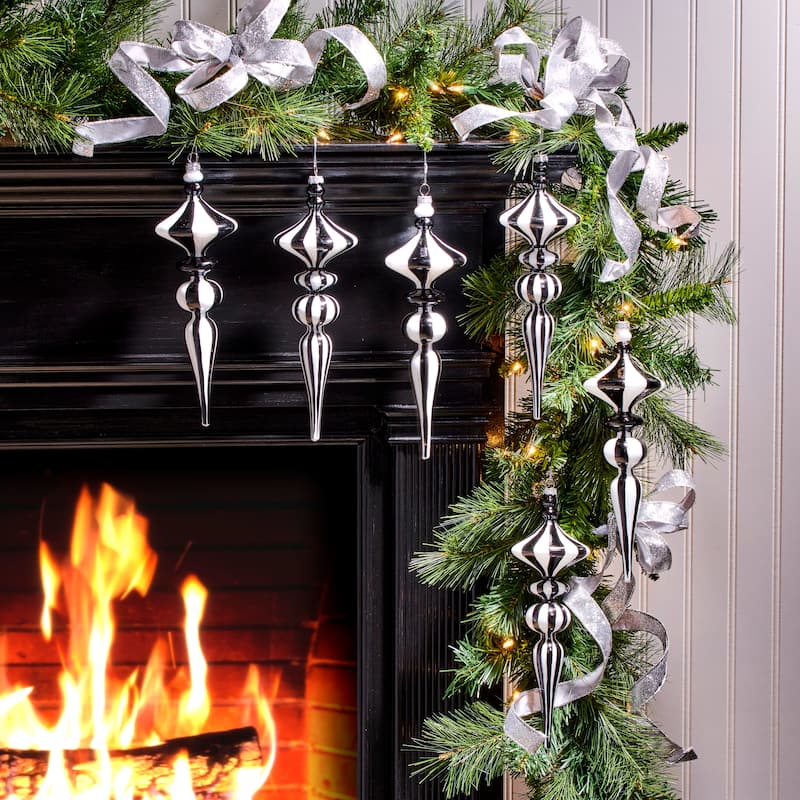 11.5" Glass Stripe Finial Ornament