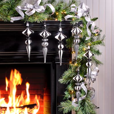 11.5" Glass Stripe Finial Ornament