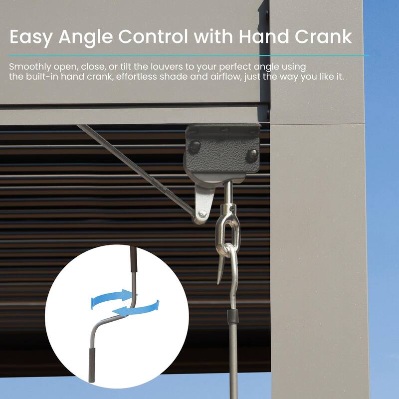 10x10 FT Adjustable Louvered Pergola with Integrated Gutter System, All-Weather Aluminum Construction