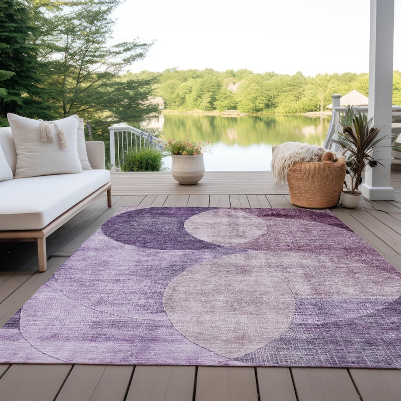 Machine Washable Indoor/ Outdoor Contemporary Deco Chantille Rug