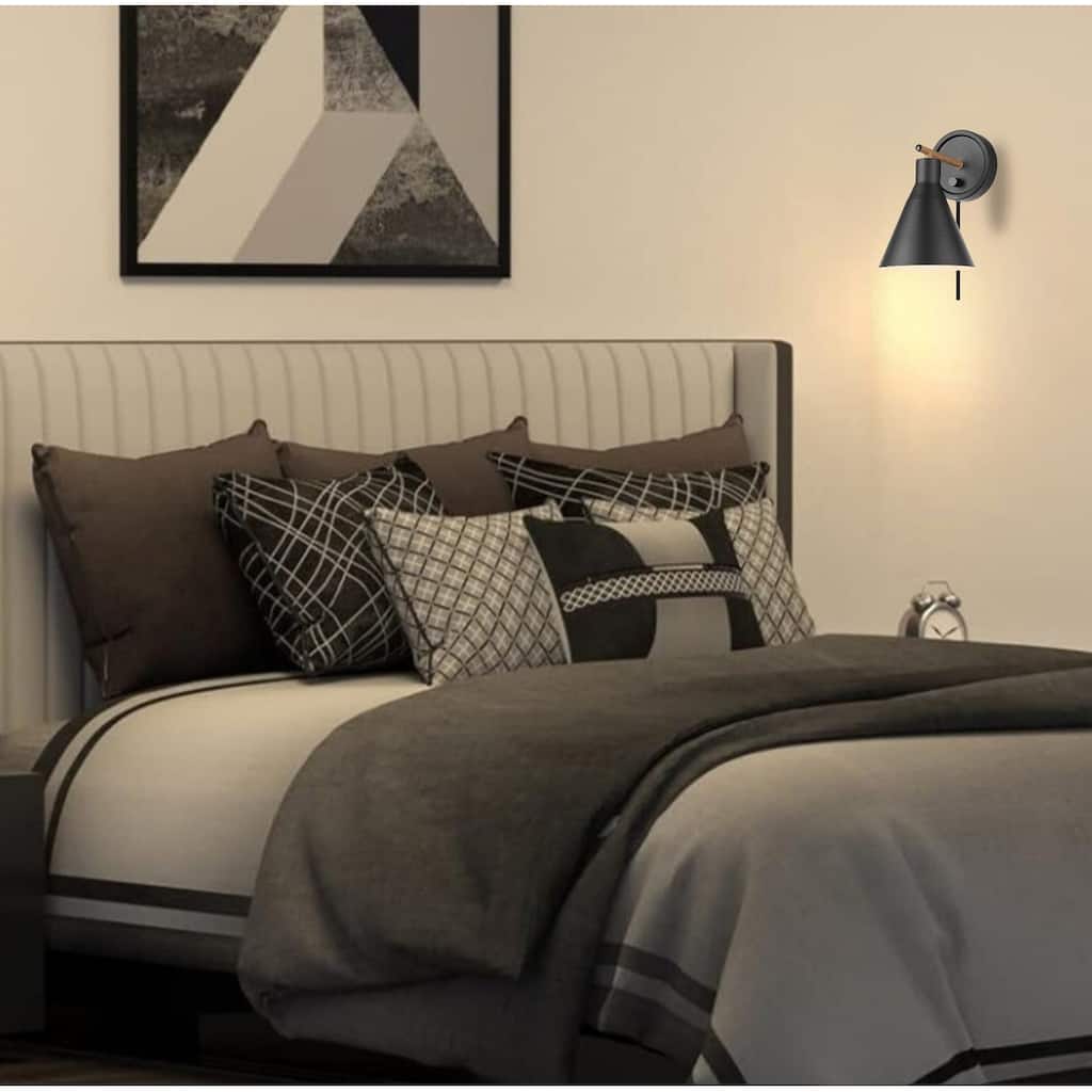 1 Light plug in wall sconce matte black, tristan sconce light metal wall lighting