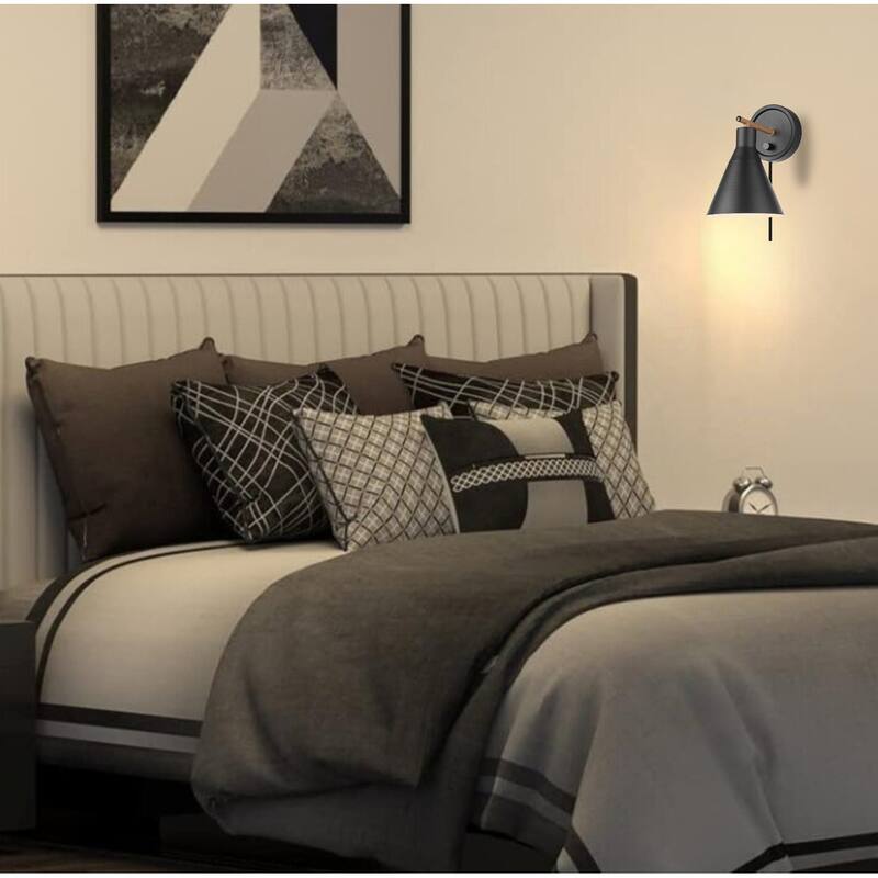 1 Light plug in wall sconce matte black, tristan sconce light metal wall lighting