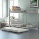preview thumbnail 1 of 14, Twin-Over-Twin Metal Bunk Bed with Trundle, Sturdy Frame, Full-Length Guardrails, and Convertible Design Silver